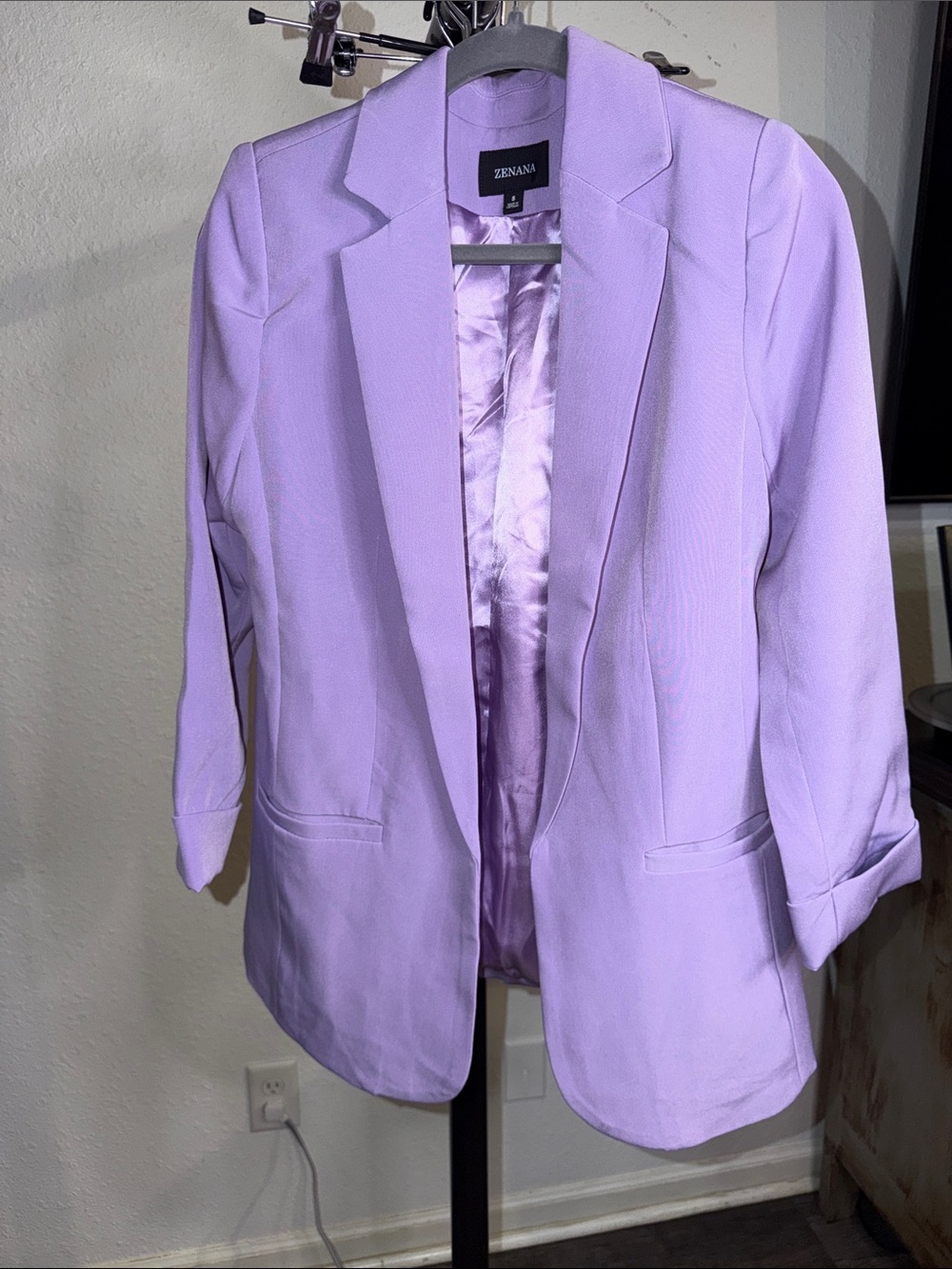 Zenana Outfitters Lilac Open-Front Blazer Jacket